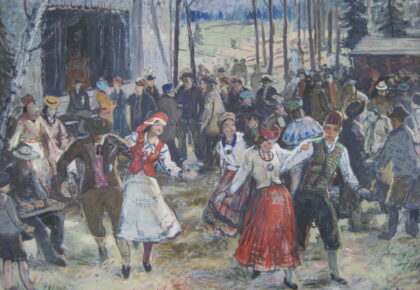 Külapidu. Maali autor Elmar Kits